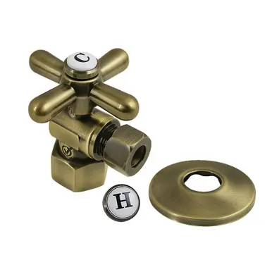 Don’t Miss Out Kingston Brass 1/2" FIP x 3/8" O.D. Comp Quarter-Turn Angle Shut-Off Valve with Flange, Antique Brass - CC43103XK