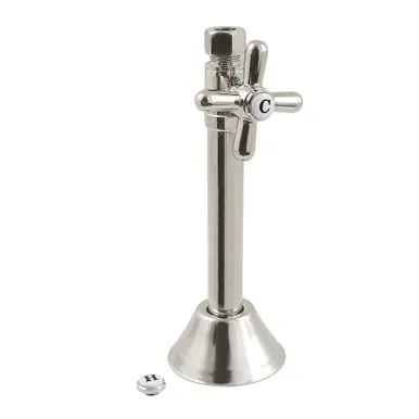 Budget Kingston Brass 1/2" Sweat x 3/8" O.D. Comp Straight Shut Off Valve with 5" Extension, Polished Nickel - CC83256X