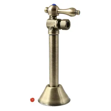Kingston Brass 1/2" Sweat x 3/8" OD Comp Angle Shut Off Valve with 5" Extension, Antique Brass - CC83203 Mega Sale
