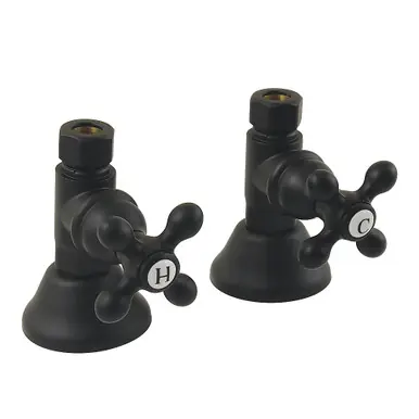 Warranty Included Kingston Brass 1/2" FIP x 1/2" OD Comp Quarter-Turn Straight Stop Valve, Matte Black - CCK44150AX