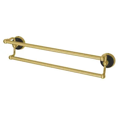 Special Discount Kingston Brass BA91318BB Water Onyx 18 in. Dual Towel Bar, Brushed Brass
