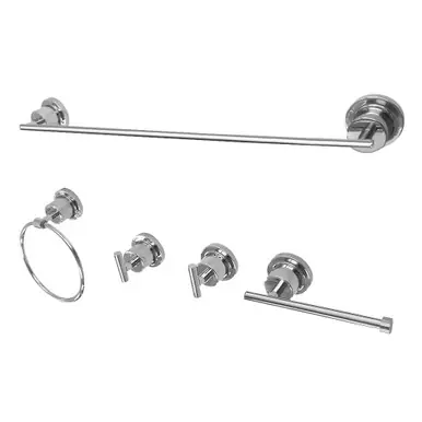 Kingston Brass BAH8212478C Concord 5-Piece Bathroom Accessory Set, Polished Chrome - 18" Towel Bar, 24" Towel Bar, Towel Ring, Toilet Paper Holder, Robe Hook Fast Shipping