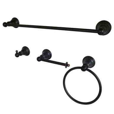 Luxury Kingston Brass BAHK192478NB American Classic 4-Piece Bathroom Accessory Set, Naples Bronze - 18" Towel Bar, Towel Ring, Robe Hook, Toilet Paper Holder