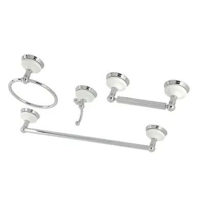Kingston Brass BAK1112478C Victorian 4-Piece Bathroom Hardware, Polished Chrome - 18" Towel Bar, Towel Ring, Robe Hook, Toilet Paper Holder Fan Favorite