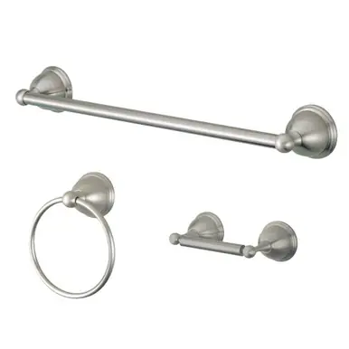 Bargain Kingston Brass BAK396248SN Restoration 3-Piece Bathroom Hardware, Brushed Nickel - Towel bar, Towel Ring, Toilet Paper Holder