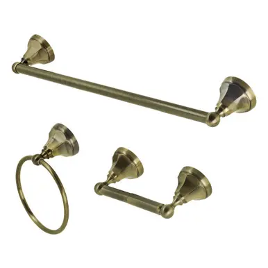 Kingston Brass BAK4181248AB Metropolitan 3-Piece Towel Bar Accessory Set, Antique Brass - Towel bar, Towel Ring, Toilet Paper Holder Save Now