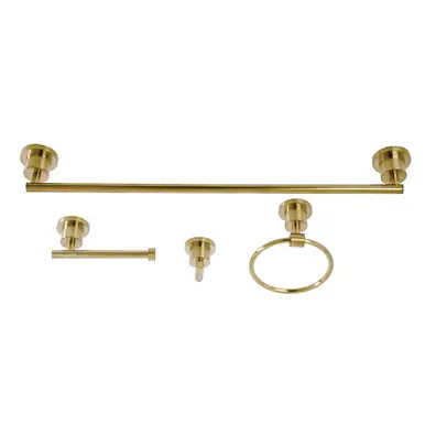 Kingston Brass BAK8211478BB Concord 4-Piece Bathroom Accessory Set, Brushed Brass - 24" Towel Bar, Towel Ring, Robe Hook, Toilet Paper Holder Markdown
