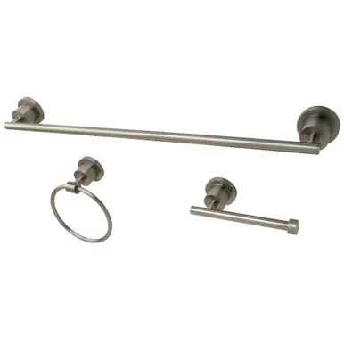 Same Day Shipping Kingston Brass BAK821148SN Concord 3-Piece Bathroom Accessory Set, Brushed Nickel - Towel bar, Towel Ring, Toilet Paper Holder