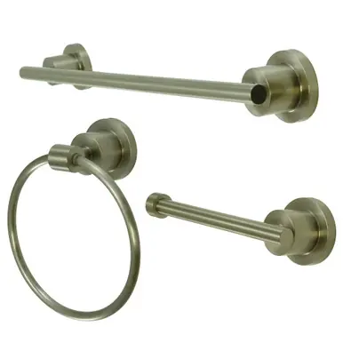 Top Pick Kingston Brass BAK821248SN 3-Piece Bathroom Accessories Set, Brushed Nickel - Towel bar, Towel Ring, Toilet Paper Holder