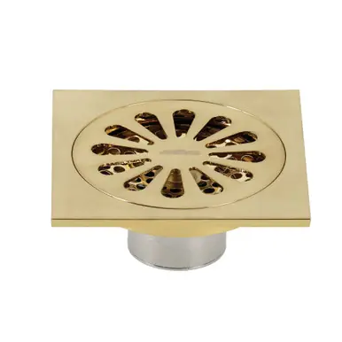 Kingston Brass BSF4161BB Watercourse Sunburst 4" Square Grid Shower Drain, Brushed Brass Best Choice