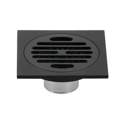 Exclusive Kingston Brass BSF4262MB Watercourse Symmetric 4" Square Grid Shower Drain, Matte Black