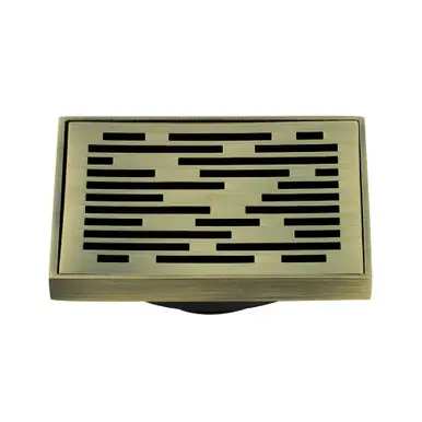Crafted Kingston Brass BSF6310AB Watercourse Transit 4" Square Grid Shower Drain, Antique Brass