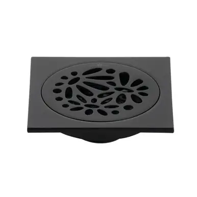 Exclusive Offer Kingston Brass BSF6360MB Watercourse Floral 4" Square Grid Shower Drain, Matte Black