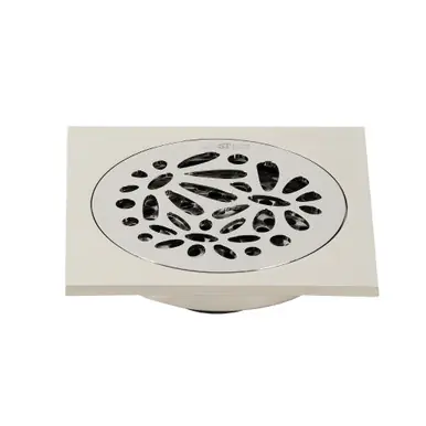 While Supplies Last Kingston Brass BSF6360PN Watercourse Floral 4" Square Grid Shower Drain, Polished Nickel