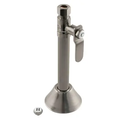 Sale Kingston Brass CA8325BN Whitaker 1/2" Sweat x 3/8" O.D. Comp Straight Stop Valve with 5" Extension, Brushed Nickel