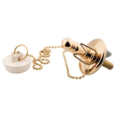 Today Only Kingston Brass CC1112 Rubber Stopper Chain and Attachment for CC1002, Polished Brass