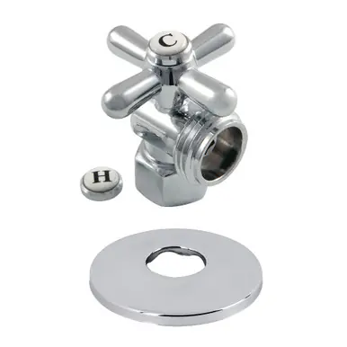 Clearance Kingston Brass CC13001XK 1/2-Inch IPS X 3/4-Inch Hose Thread Quarter-Turn Angle Stop Valve with Flange, Polished Chrome