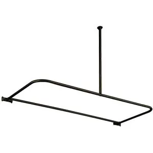 Seasonal Sale Kingston Brass CC3135 61" x 27-5/8" - 28-5/8" D Shape Shower Curtain Rod with Ceiling Support - Oil Rubbed Bronze