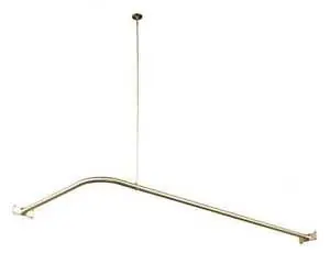 Direct From Manufacturer Kingston Brass CC3148 Wall Mount L Shape 62" x 28" Shower Curtain Rod with Ceiling Support - Satin Nickel