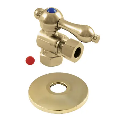 Kingston Brass CC33102K 3/8-Inch IPS X 3/8-Inch OD Comp Quarter-Turn Angle Stop Valve with Flange, Polished Brass Fan Favorite