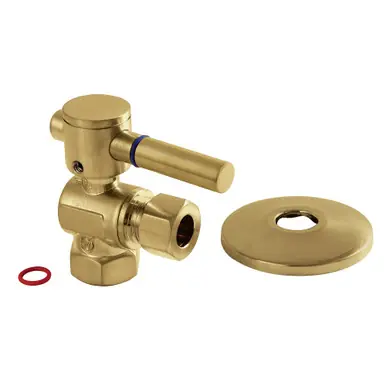 Express Delivery Kingston Brass CC33107DLK 3/8" IPS X 3/8" OD Comp Quarter-Turn Angle Stop Valve with Flange, Brushed Brass