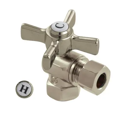 Deal Kingston Brass CC33108ZX 3/8" Fip X 3/8" Od Compression Angle Valve - Satin Nickel