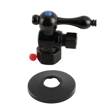 Kingston Brass CC43100K 1/2" FIP x 3/8" OD Comp Quarter-Turn Angle Stop Valve with Flange, Matte Black Hassle-Free Returns