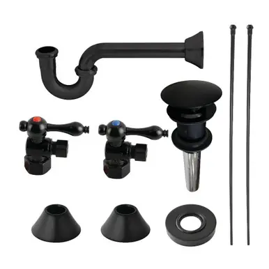 Last Chance Kingston Brass CC43100VOKB30 Traditional Plumbing Sink Trim Kit with P-Trap and Overflow Drain, Matte Black
