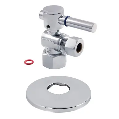 Special Offer Kingston Brass CC43101DLK 1/2" FIP x 3/8" OD Comp Quarter-Turn Angle Stop Valve with Flange, Polished Chrome