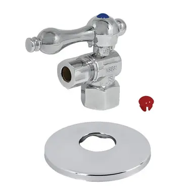 Budget Kingston Brass CC43101K 1/2" FIP x 3/8" OD Comp Quarter-Turn Angle Stop Valve with Flange, Polished Chrome