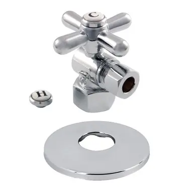 Wholesale Kingston Brass CC43101XK 1/2" FIP x 3/8" OD Comp Quarter-Turn Angle Stop Valve with Flange, Polished Chrome