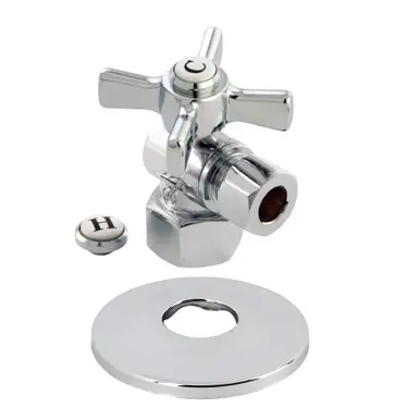 Weekend Sale Kingston Brass CC43101ZXK 1/2" FIP x 3/8" OD Comp Quarter-Turn Angle Stop Valve with Flange, Polished Chrome