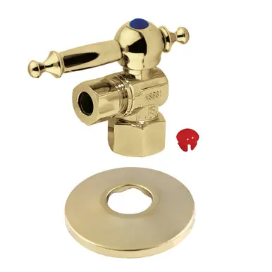 Discount Kingston Brass CC43102TLK 1/2-Inch FIP X 3/8-Inch OD Comp Quarter-Turn Angle Stop Valve with Flange, Polished Brass