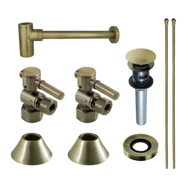 Exclusive Offer Kingston Brass CC43103DLVOKB30 Modern Plumbing Sink Trim Kit with Bottle Trap and Overflow Drain, Antique Brass
