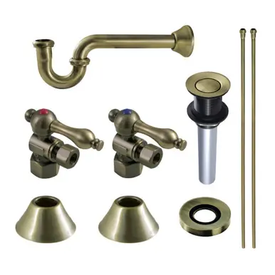Fan Favorite Kingston Brass CC43103VKB30 Traditional Plumbing Sink Trim Kit with P-Trap and Drain, Antique Brass