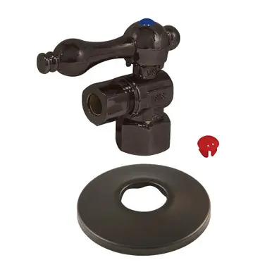 Sale Kingston Brass CC43105K 1/2" FIP x 3/8" OD Comp Quarter-Turn Angle Stop Valve with Flange, Oil Rubbed Bronze