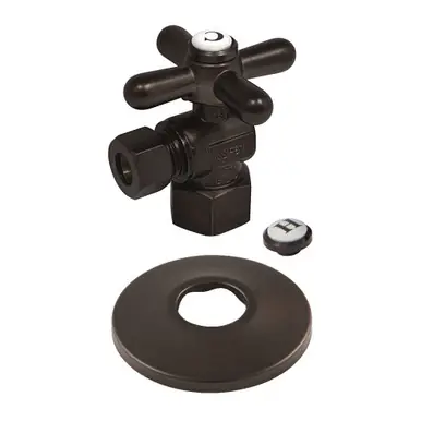 Best Price Kingston Brass CC43105XK 1/2" FIP x 3/8" OD Comp Quarter-Turn Angle Stop Valve with Flange, Oil Rubbed Bronze