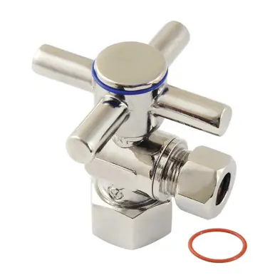 Top Pick Kingston Brass CC43106DX 1/2" FIP x 3/8" OD Comp Quarter-Turn Angle Stop Valve, Polished Nickel