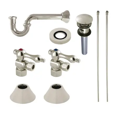 Buy Today Kingston Brass CC43106VOKB30 Traditional Plumbing Sink Trim Kit with P-Trap and Overflow Drain, Polished Nickel