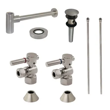 Cheap Kingston Brass CC43108DLVOKB30 Modern Plumbing Sink Trim Kit with Bottle Trap and Overflow Drain, Brushed Nickel
