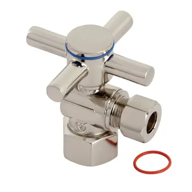 Clearance Kingston Brass CC43108DX Concord 1/2" FIP x 3/8" O.D. Comp Quarter-Turn Angle Stop Valve, Brushed Nickel
