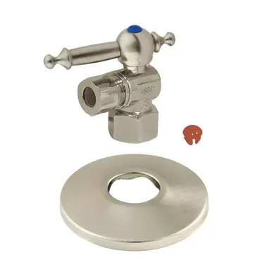 Express Delivery Kingston Brass CC43108TLK 1/2-Inch FIP X 3/8-Inch OD Comp Quarter-Turn Angle Stop Valve with Flange, Brushed Nickel