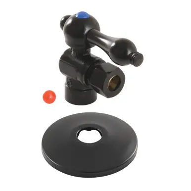 Special Discount Kingston Brass CC43200K 1/2" Sweat x 3/8" OD Comp Quarter-Turn Angle Stop Valve with Flange, Matte Black
