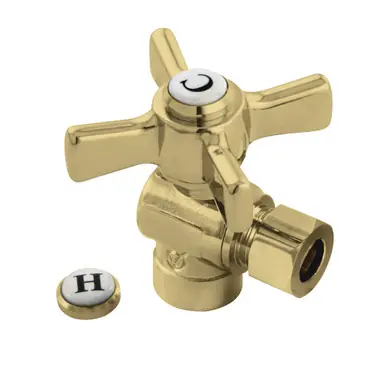 Certified Kingston Brass CC43202ZX 1/2" Sweat X 3/8" OD Comp Angle Stop, Polished Brass