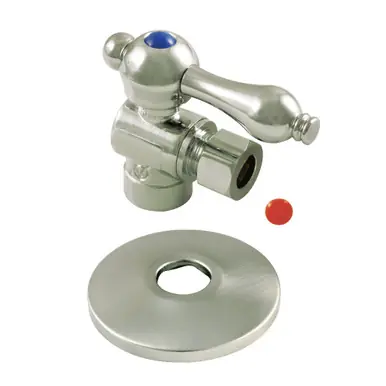 Buy Online Kingston Brass CC43208K 1/2" Sweat x 3/8" OD Comp Quarter-Turn Angle Stop Valve with Flange, Brushed Nickel