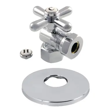 Save Now Kingston Brass CC44101XK 1/2-Inch FIP X 1/2-Inch or 7/16-Inch O.D. Slip Joint Quarter-Turn Angle Stop Valve with Flange, Polished Chrome