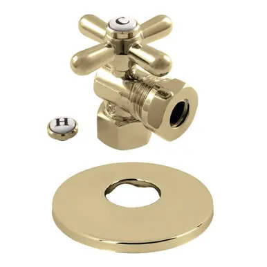 Big Sale Kingston Brass CC44102XK 1/2-Inch FIP X 1/2-Inch or 7/16-Inch O.D. Slip Joint Quarter-Turn Angle Stop Valve with Flange, Polished Brass