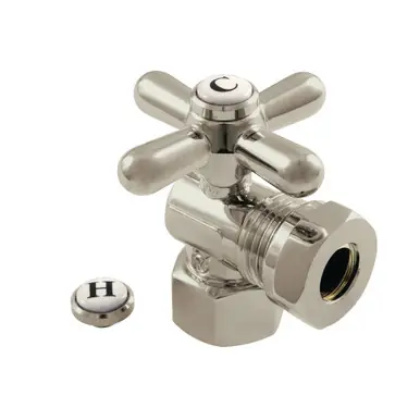 Exclusive Kingston Brass CC44108X 1/2" FIP X 1/2" or 7/16" Slip Joint Angle Stop Valve, Brushed Nickel
