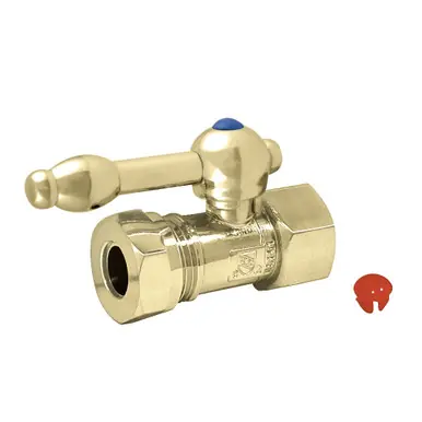 While Supplies Last Kingston Brass CC44152KL 1/2" FIP x 1/2" or 7/16" Slip Joint Straight Shut-Off Valve, Polished Brass