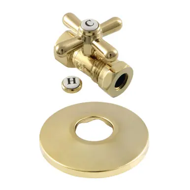Best Choice Kingston Brass CC44152XK 1/2" FIP x 1/2" or 7/16" Slip Joint Quarter-Turn Straight Stop Valve with Flange, Polished Brass
